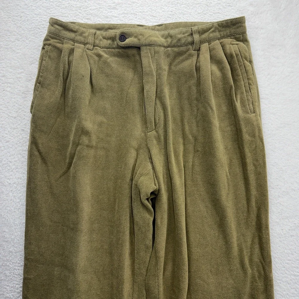Zanella Outdoor Mens Pleated Wool Cotton Trousers Made in Italy Olive Green 38